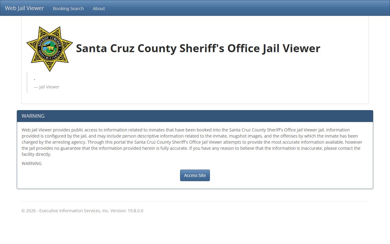 Santa Cruz County jail viewer database
