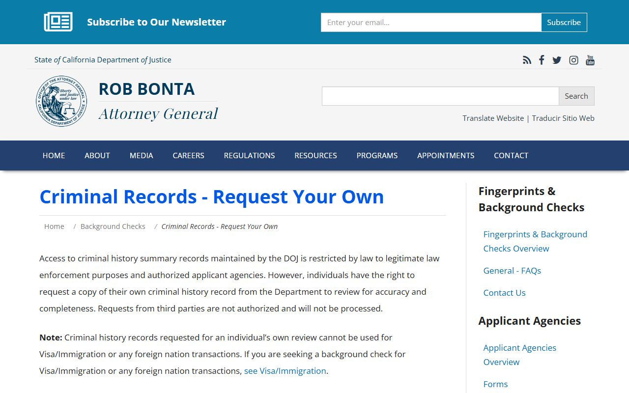 California DOJ criminal record review instructions